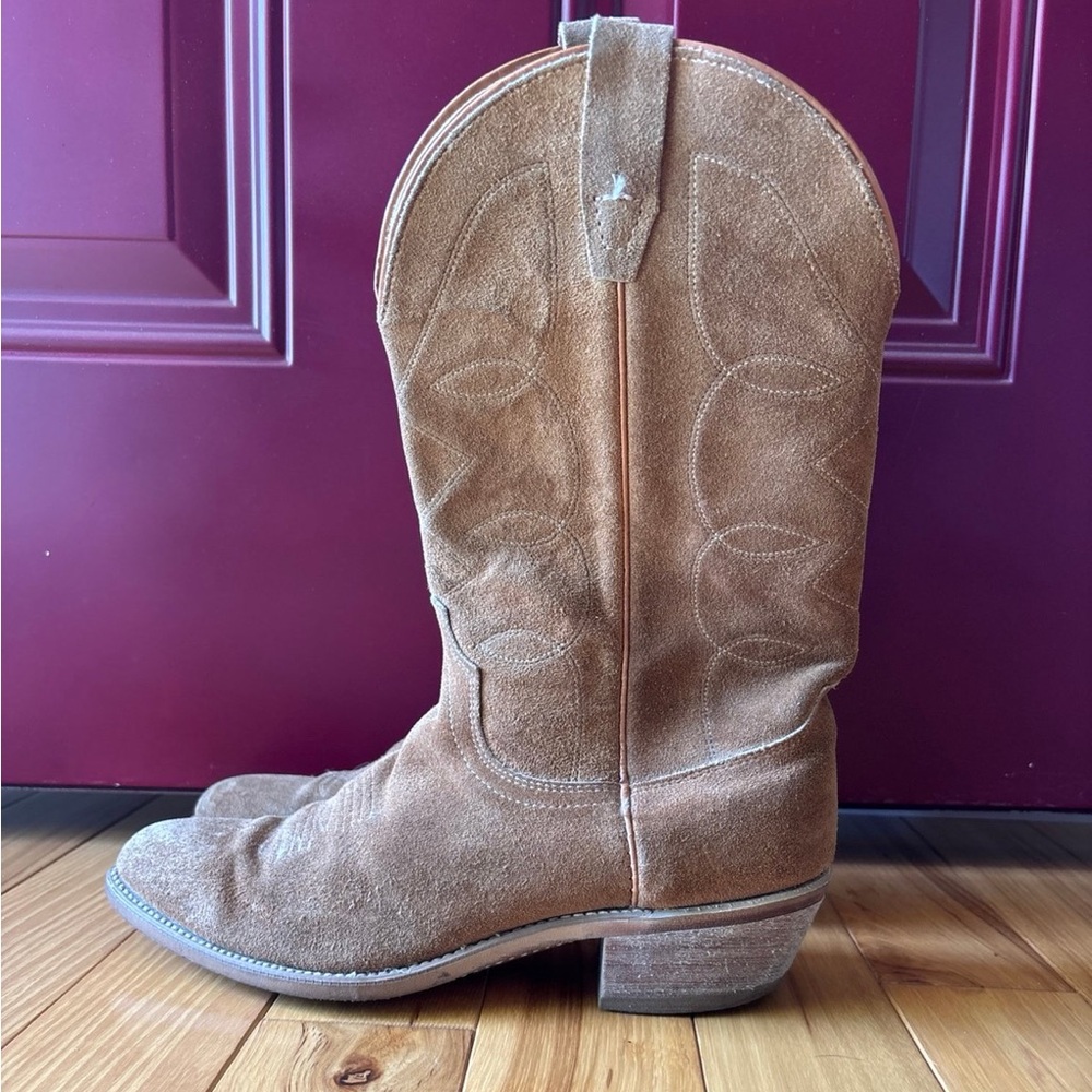 Vintage Laredo Tan Suede Cowboy Boots - Picture 2 of 6